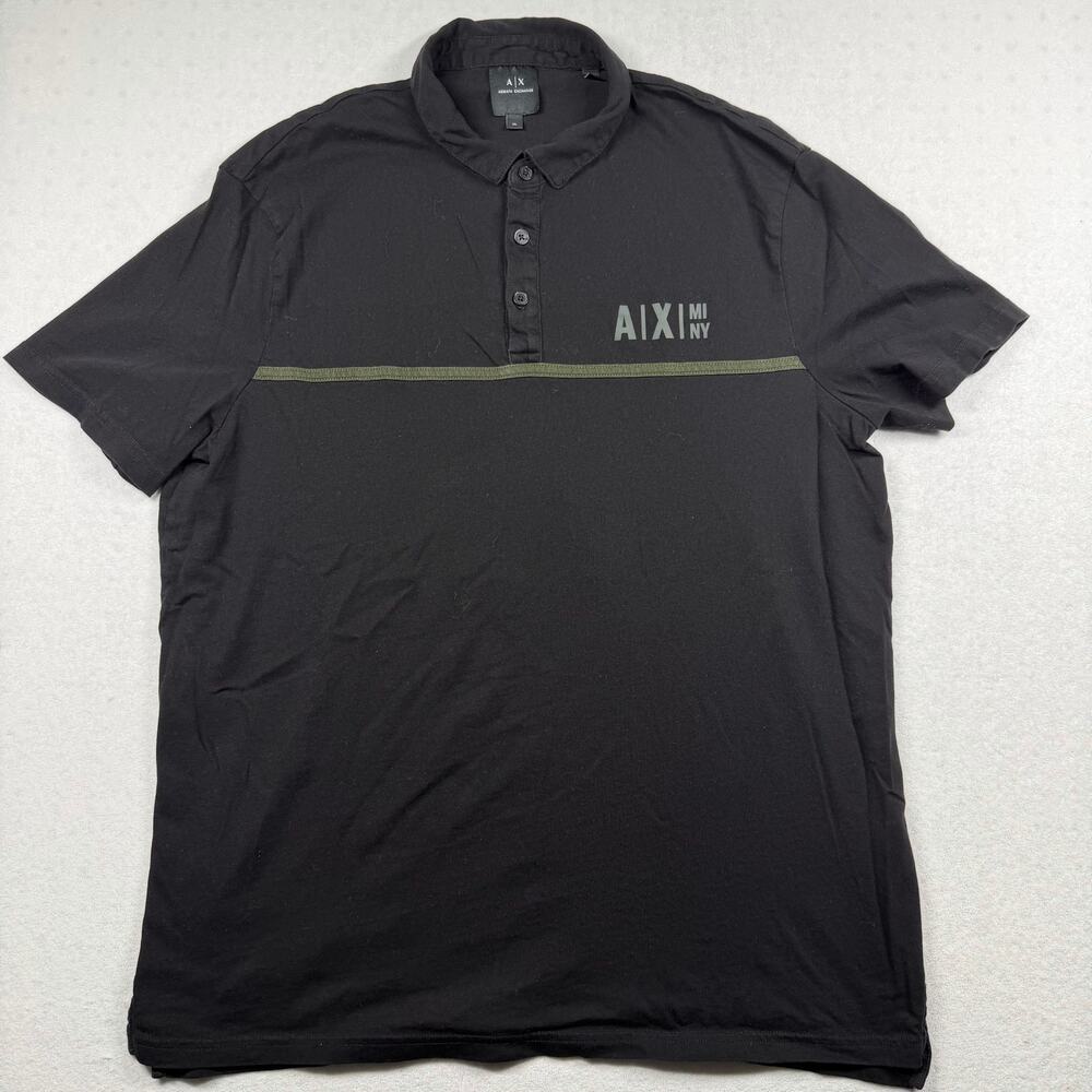 Armani Exchange A|X MI/NY Men’s XL Black Short Sleeve Logo Polo Shirt